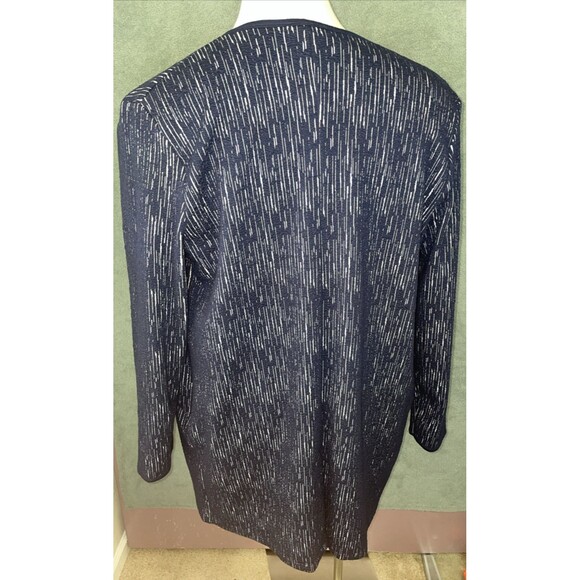 Long Tall Sally Cardigan Womens 18 Navy Blue Duster Sweater Open Front Office - Picture 6 of 10